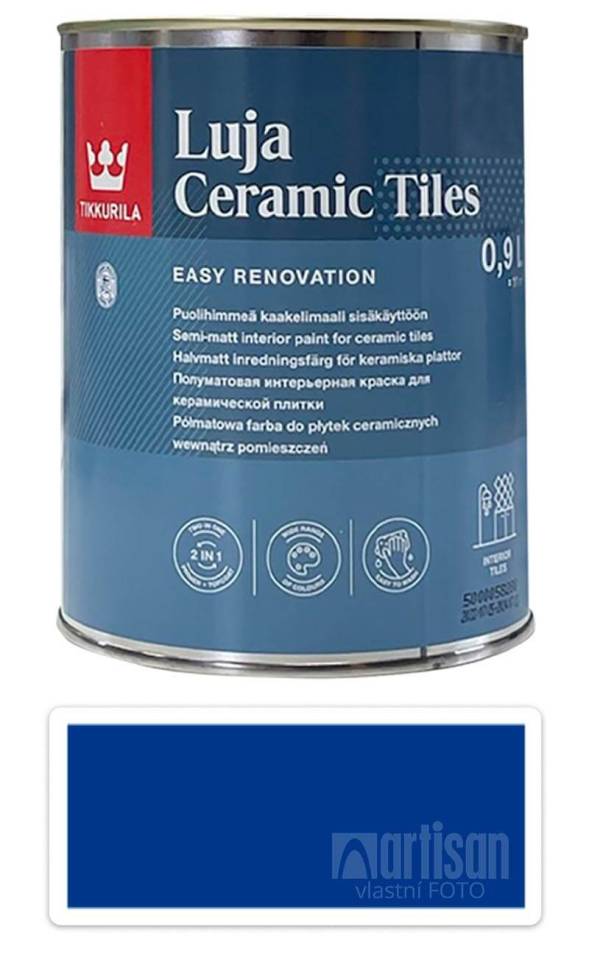 TIKKURILA Luja Ceramic Tiles - barva na keramické obklady 0.9 l Signalblau / Signální modrá RAL 5005