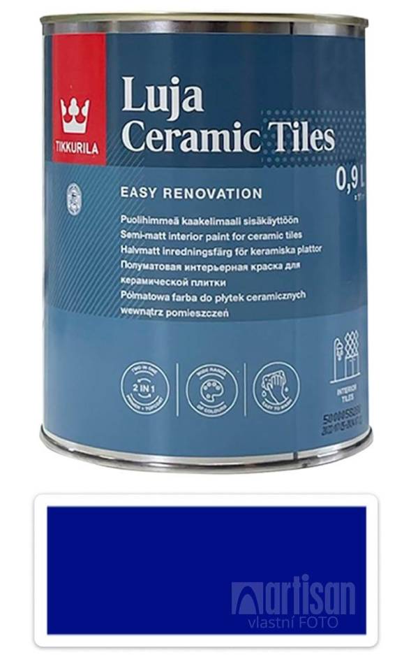 TIKKURILA Luja Ceramic Tiles - barva na keramické obklady 0.9 l Ultramarínová RAL 5002