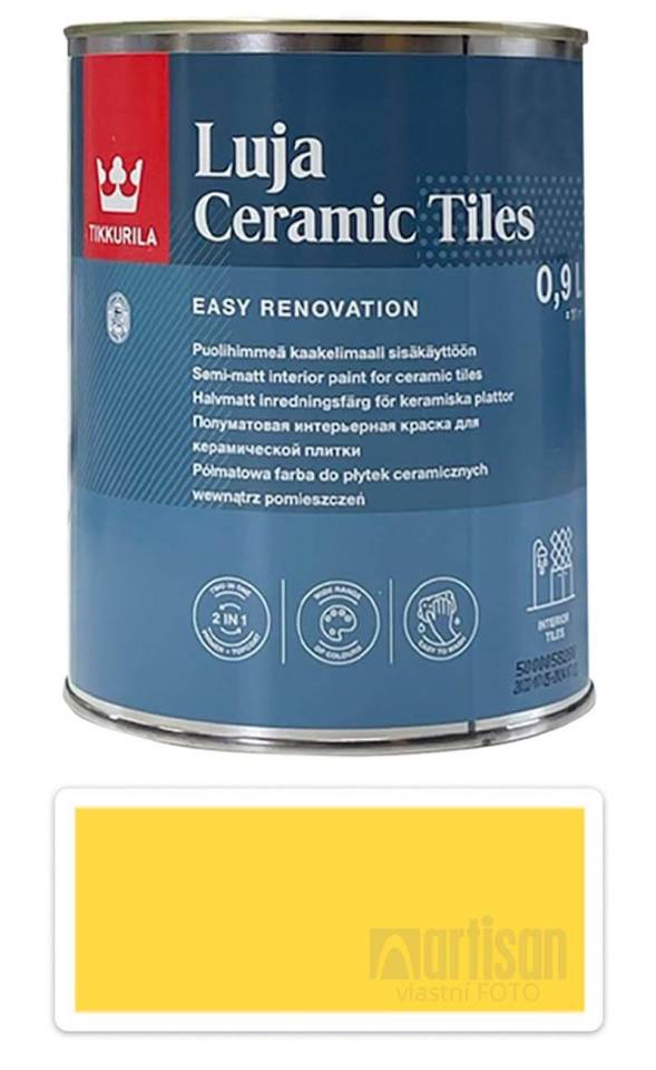 TIKKURILA Luja Ceramic Tiles - barva na keramické obklady 0.9 l Zinkgelb / Zinkově žlutá RAL 1018