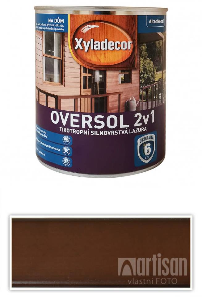 XYLADECOR Oversol 2v1 - tixotropní silnovrstvá lazura na dřevo 0.75 l Lískový ořech