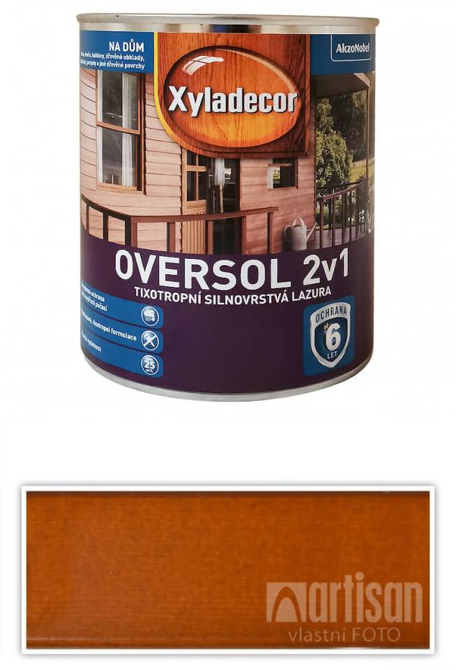 XYLADECOR Oversol 2v1 - tixotropní silnovrstvá lazura na dřevo 0.75 l Meranti