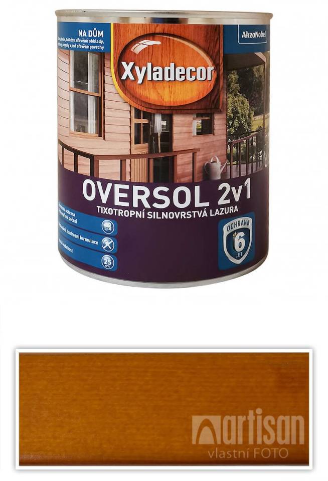 XYLADECOR Oversol 2v1 - tixotropní silnovrstvá lazura na dřevo 0.75 l Sipo