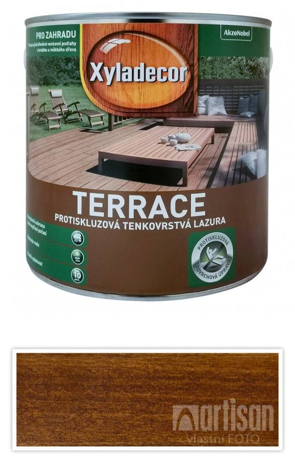 XYLADECOR Terrace - protiskluzová tenkovrstvá lazura na dřevěné terasy 2.5 l Týk
